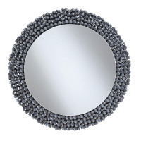 Coaster Furniture 960077 Round Wall Mirror with Textural Frame Grey